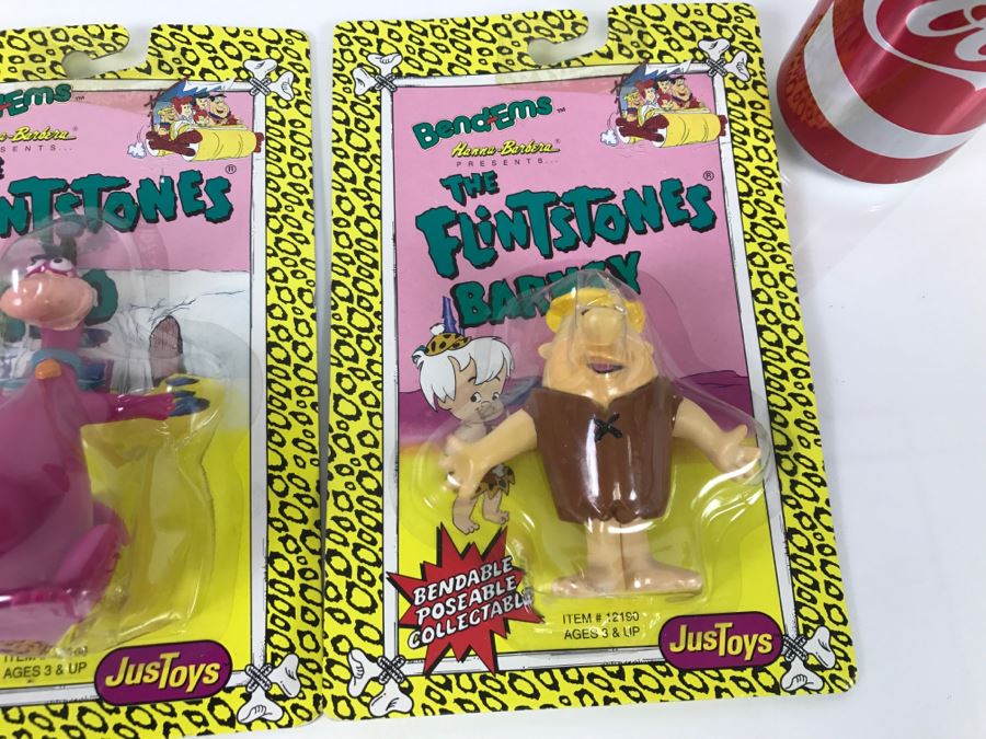 (3) The Flintstones Bend-Ems Dolls Hanna-Barbara Fred, Dino, Barney JusToys New In Packaging 1991 [Photo 8]