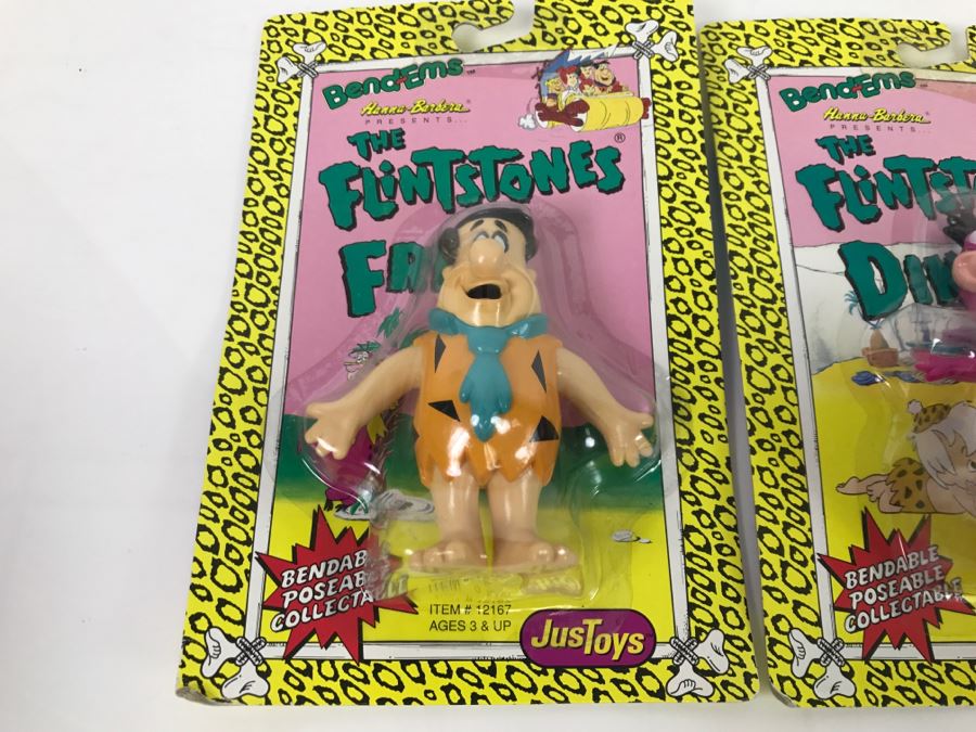 (3) The Flintstones Bend-Ems Dolls Hanna-Barbara Fred, Dino, Barney ...