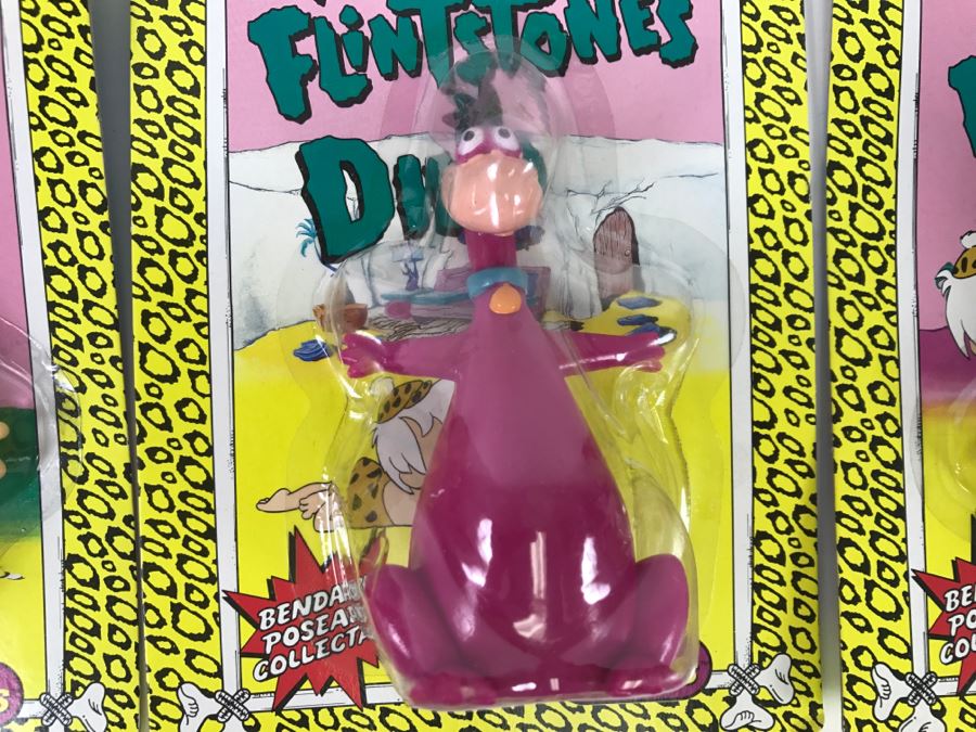 (3) The Flintstones Bend-Ems Dolls Hanna-Barbara Fred, Dino, Barney JusToys New In Packaging 1991 [Photo 7]