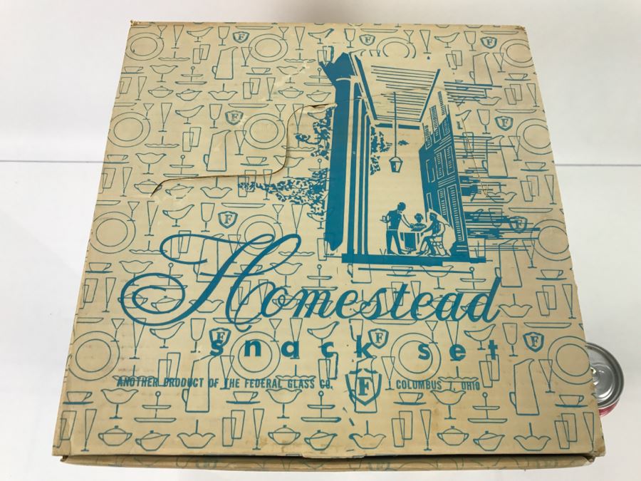 Set Of (3) Complete Homestead Snack Sets By Federal Glass Co. In Original Packaging [Photo 4]