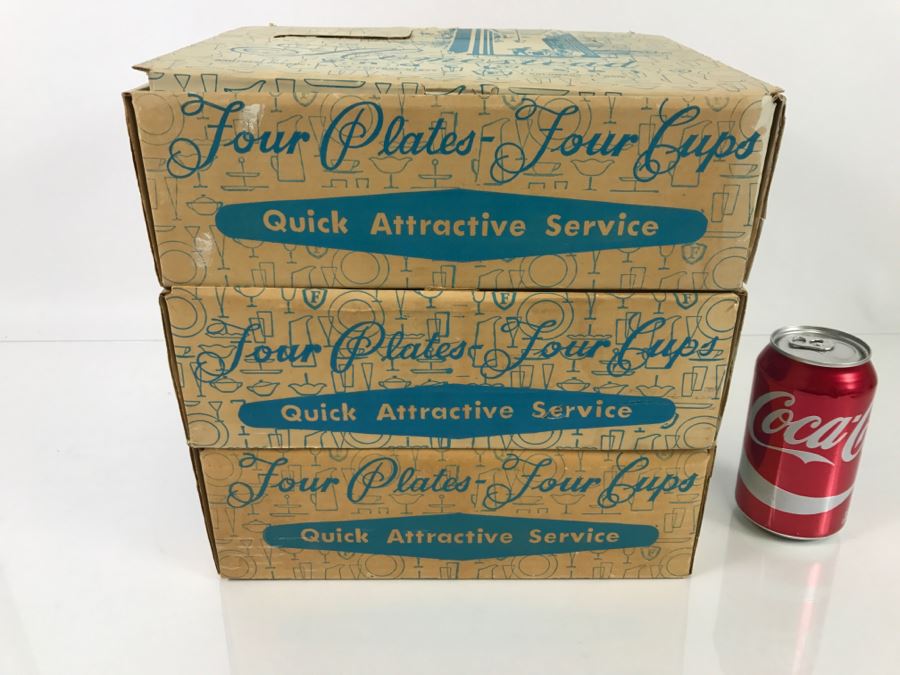 Set Of (3) Complete Homestead Snack Sets By Federal Glass Co. In Original Packaging [Photo 2]