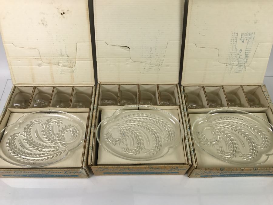 Set Of (3) Complete Homestead Snack Sets By Federal Glass Co. In Original Packaging [Photo 13]