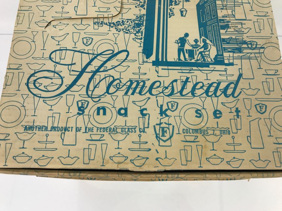 Set Of (3) Complete Homestead Snack Sets By Federal Glass Co. In Original Packaging [Photo 6]