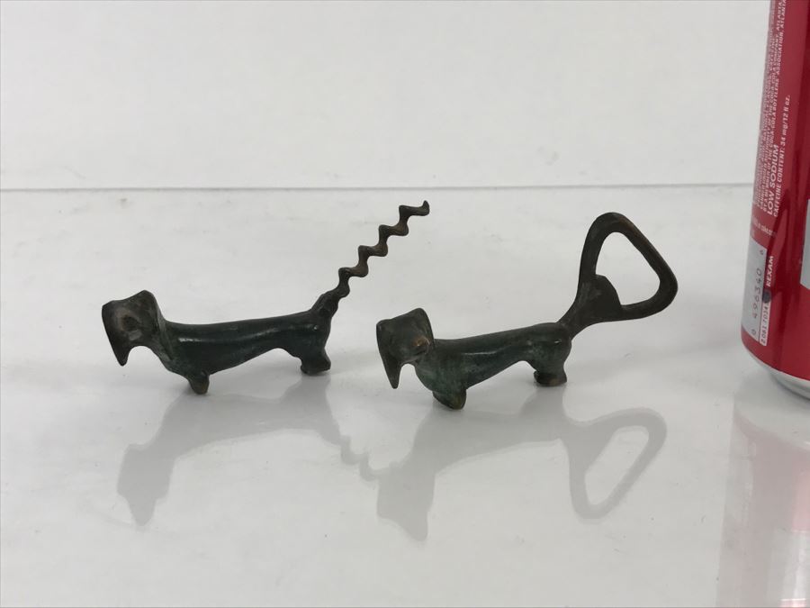 Vintage HAKULI Israel Bronze Dachsund Corkscrew And Bottle Opener Signed P 417 Barware [Photo 2]
