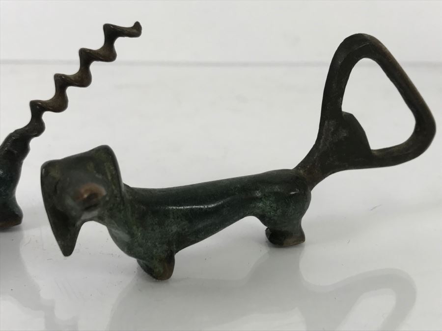 Vintage HAKULI Israel Bronze Dachsund Corkscrew And Bottle Opener Signed P 417 Barware [Photo 3]