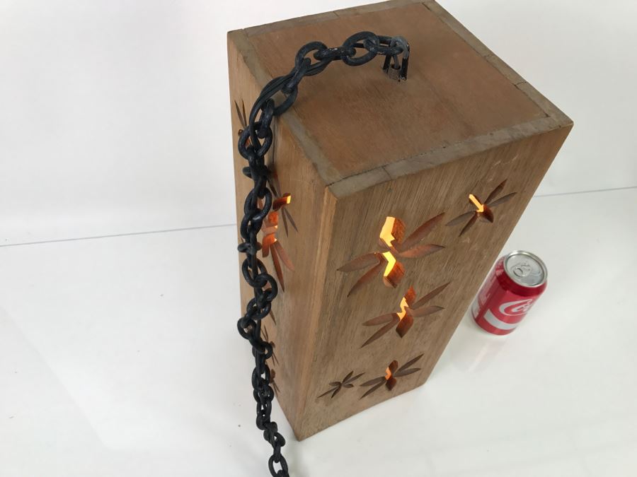 Hanging Wooden Light Fixture With Floral Cut Outs [Photo 8]