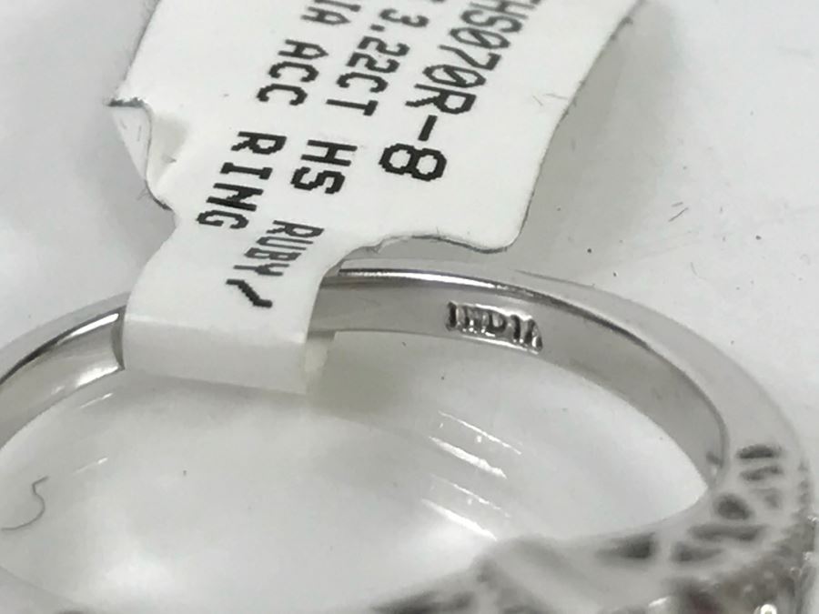 Sterling Silver 3.22CT HS RUBY/RD DIA ACC Ring 3.1g New [Photo 11]