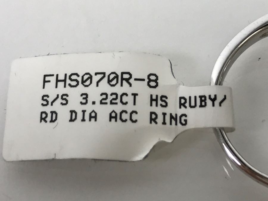 Sterling Silver 3.22CT HS RUBY/RD DIA ACC Ring 3.1g New [Photo 9]