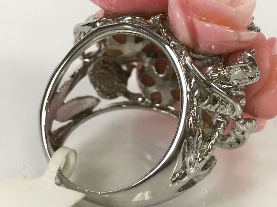 Sterling Silver Rose Ring With Original Tags New In Box 18.3g [Photo 7]