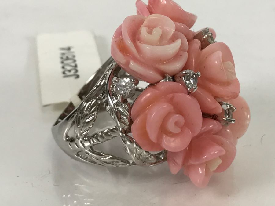 Sterling Silver Rose Ring With Original Tags New In Box 18.3g [Photo 6]