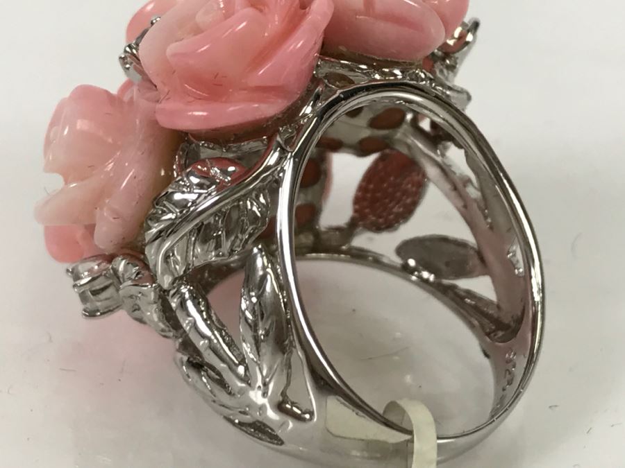 Sterling Silver Rose Ring With Original Tags New In Box 18.3g [Photo 9]
