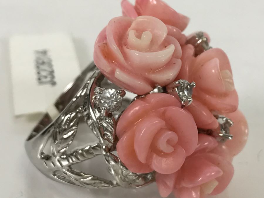 Sterling Silver Rose Ring With Original Tags New In Box 18.3g