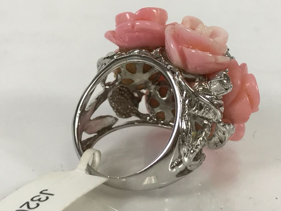 Sterling Silver Rose Ring With Original Tags New In Box 18.3g [Photo 8]