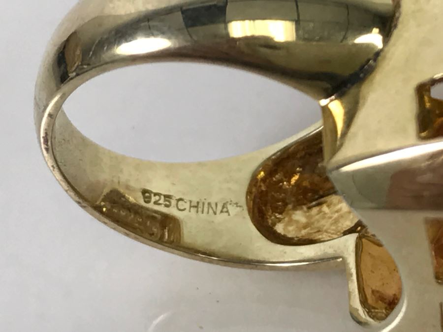 Gold Tone Sterling Silver Ring 15.6g [Photo 5]