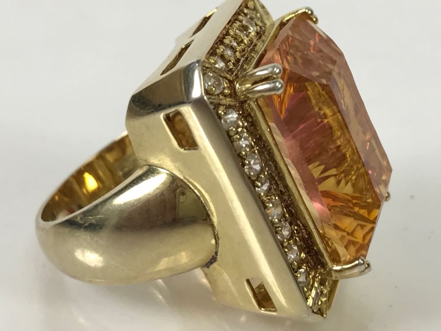 Gold Tone Sterling Silver Ring 15.6g