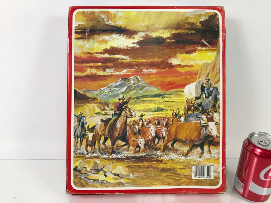 American West Double Holster Set With Die Cast Metal Pistols Genuine Leather In Original Damaged Box [Photo 8]