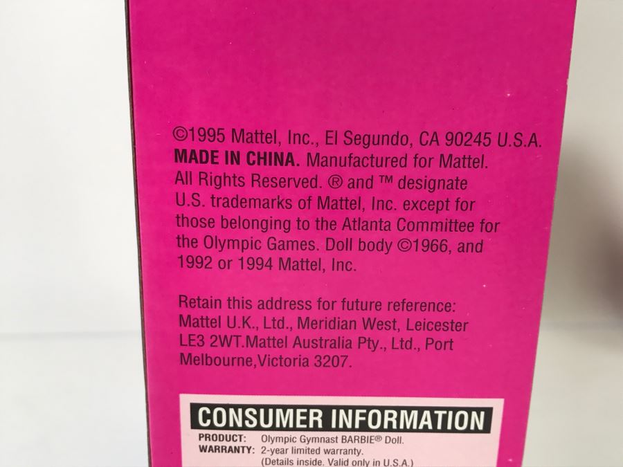 Olympic Gymnast Barbie Atlanta Olympics Mattel 15123 1995 In Box [Photo 7]