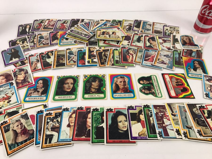 Vintage 1977 Collection Of Charlie's Angels Trading Cards Farrah Fawcett, Jaclyn Smith, Kate Jackson, Cheryl Ladd