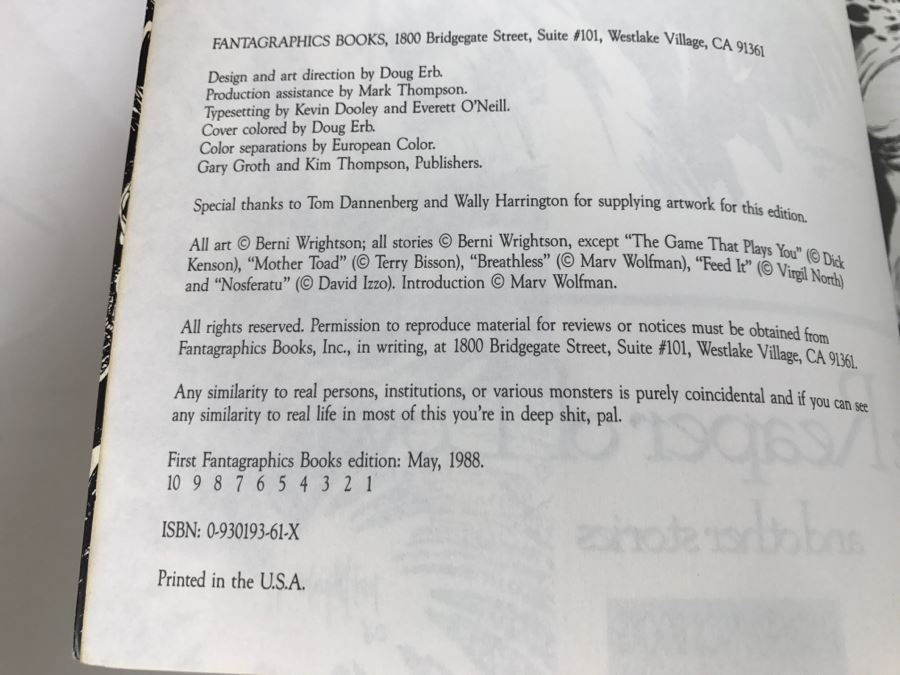 Vintage 1988 First Edition Berni Wrightson The Reaper Of Love And Other Stories Graphic Novel Comic Book Fantagraphics Book [Photo 5]