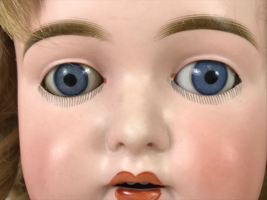 Large Antique Doll Porcelain Head Jointed Composition Body Head Marked 191 16 'Hair Marked 100% Cheveux Naturels Made In France' [Photo 8]