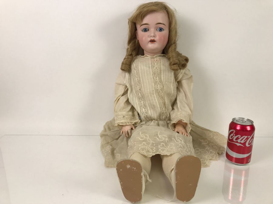 Large Antique Doll Porcelain Head Jointed Composition Body Head Marked 191 16 'Hair Marked 100% Cheveux Naturels Made In France' [Photo 2]