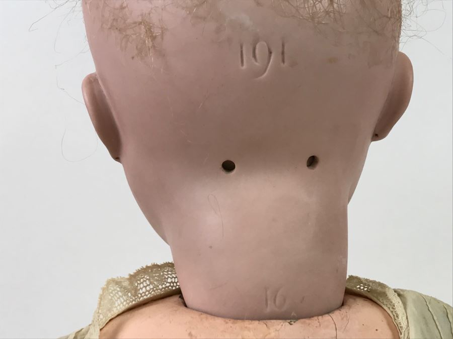 Large Antique Doll Porcelain Head Jointed Composition Body Head Marked 191 16 'Hair Marked 100% Cheveux Naturels Made In France' [Photo 3]