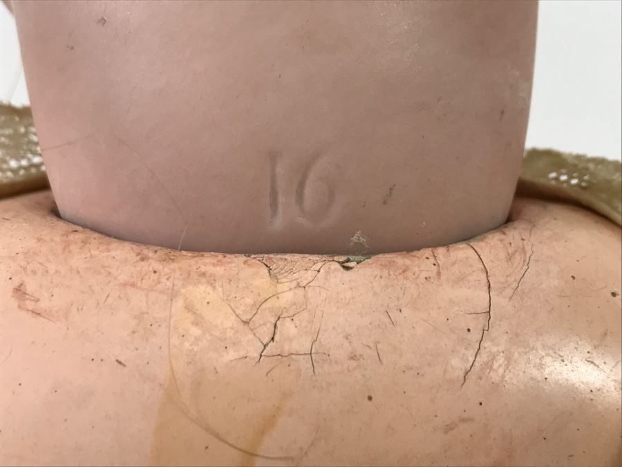 Large Antique Doll Porcelain Head Jointed Composition Body Head Marked 191 16 'Hair Marked 100% Cheveux Naturels Made In France' [Photo 19]