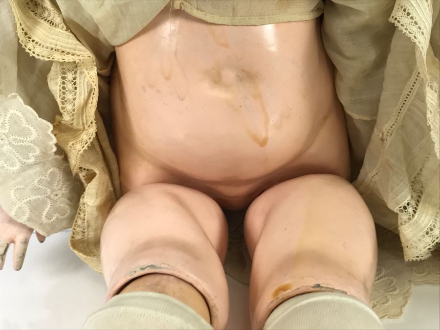 Large Antique Doll Porcelain Head Jointed Composition Body Head Marked 191 16 'Hair Marked 100% Cheveux Naturels Made In France' [Photo 14]