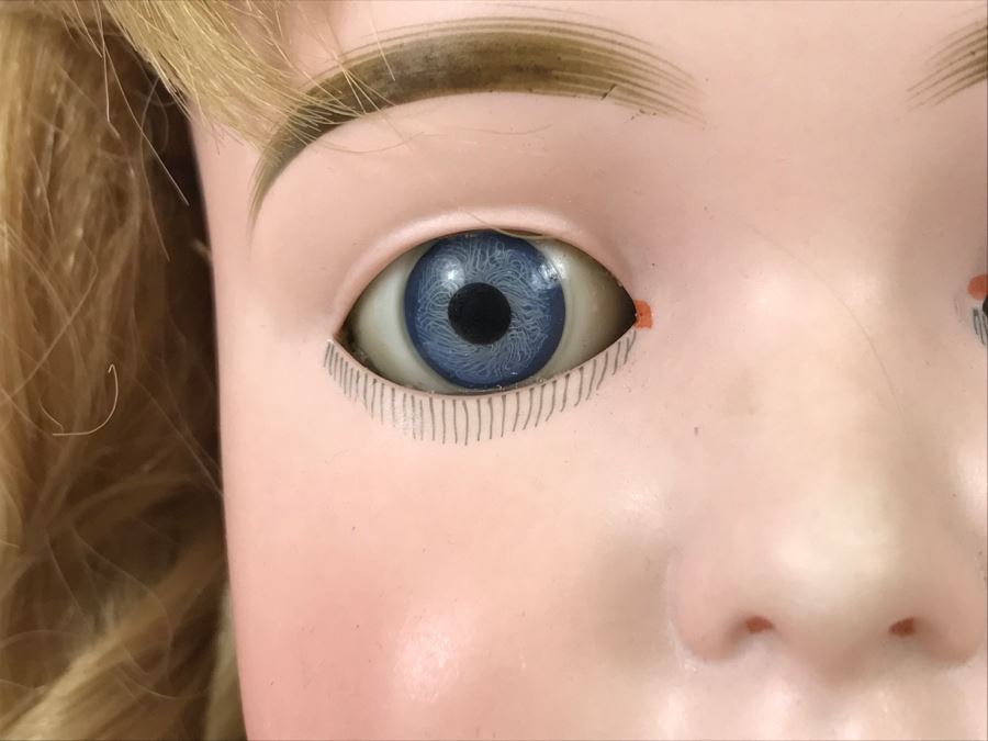 Large Antique Doll Porcelain Head Jointed Composition Body Head Marked 191 16 'Hair Marked 100% Cheveux Naturels Made In France' [Photo 10]