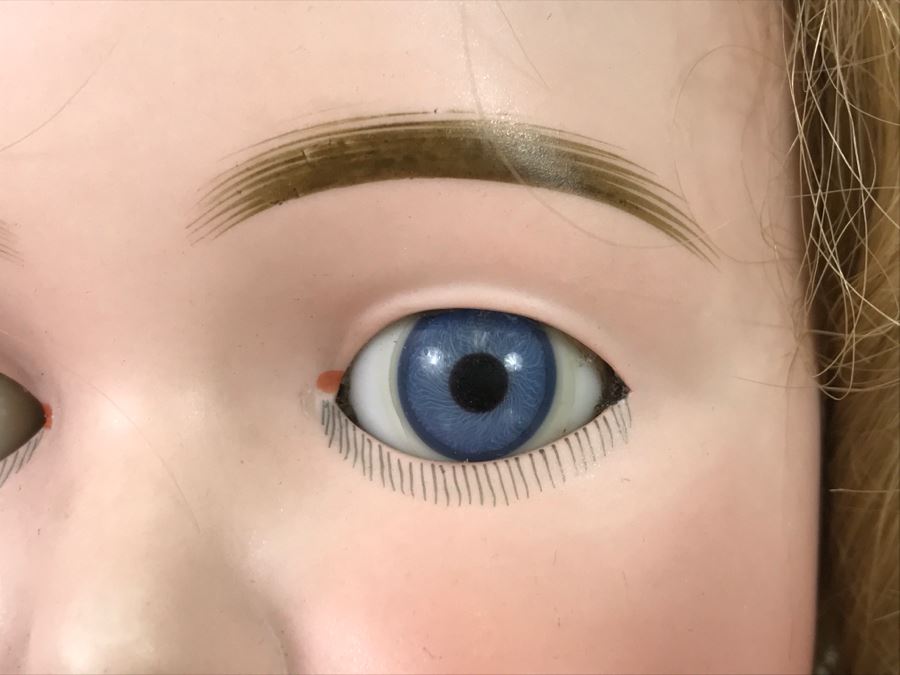 Large Antique Doll Porcelain Head Jointed Composition Body Head Marked 191 16 'Hair Marked 100% Cheveux Naturels Made In France' [Photo 9]