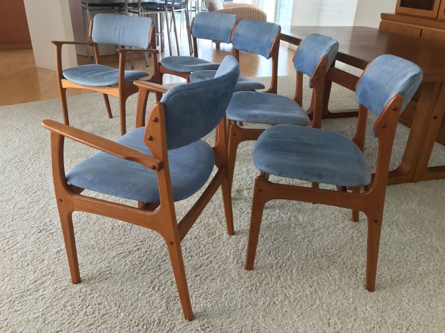 (6) Danish Mid-Century Modern Teak Dining Chairs (2 Chairs Are Armchairs) Attributed To Erik Buch - This Item Has A Reserve