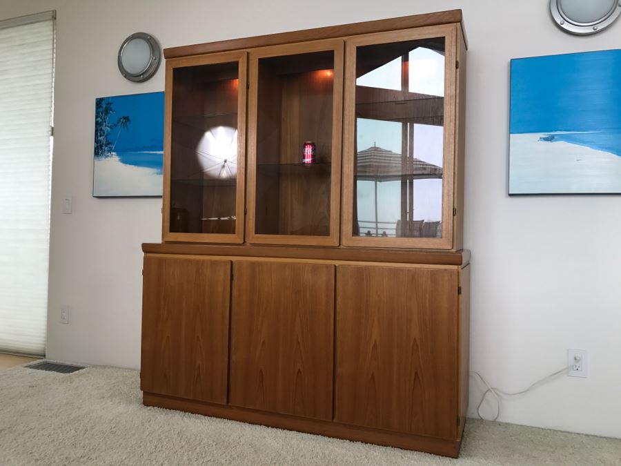 Danish Mid-Century Modern Teak China Cabinet Credenza Hutch Possibly Rasmus [Photo 4]
