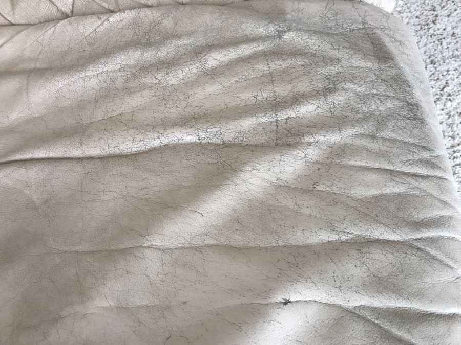 Large White Leather Sectional Sofa - See Photos For Wear Of Seat On Left End [Photo 7]