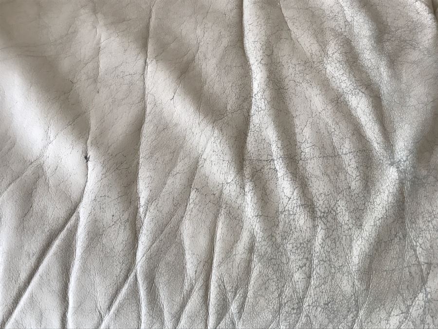 Large White Leather Sectional Sofa - See Photos For Wear Of Seat On Left End [Photo 6]