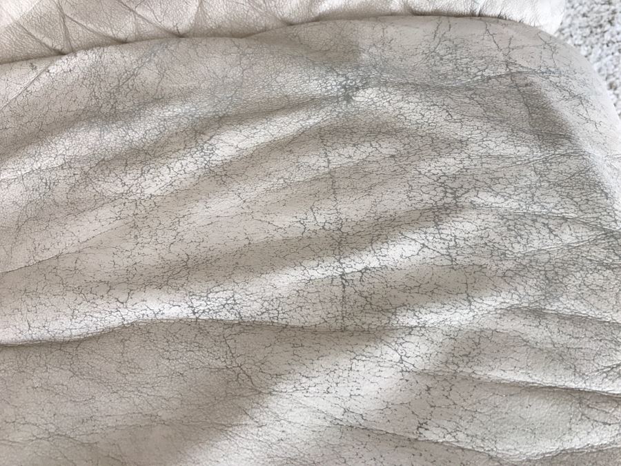 Large White Leather Sectional Sofa - See Photos For Wear Of Seat On Left End [Photo 8]