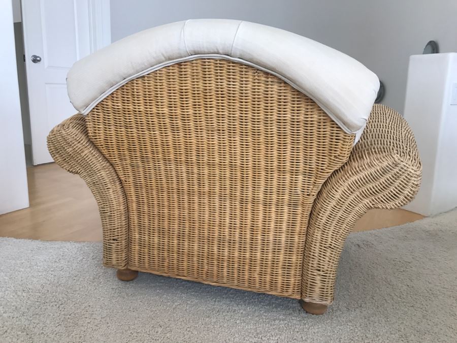 PALECEK Wicker Armchair With Ottoman Retails For Over $2,000