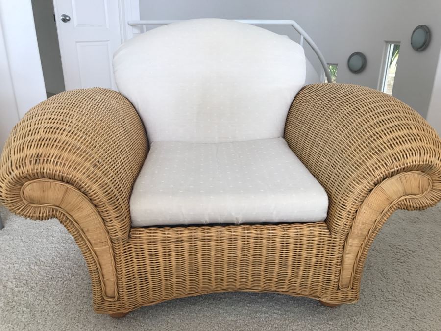PALECEK Wicker Armchair With Ottoman Retails For Over $2,000 [Photo 6]
