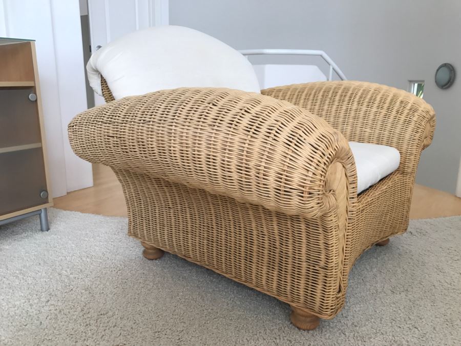 PALECEK Wicker Armchair With Ottoman Retails For Over $2,000 [Photo 3]