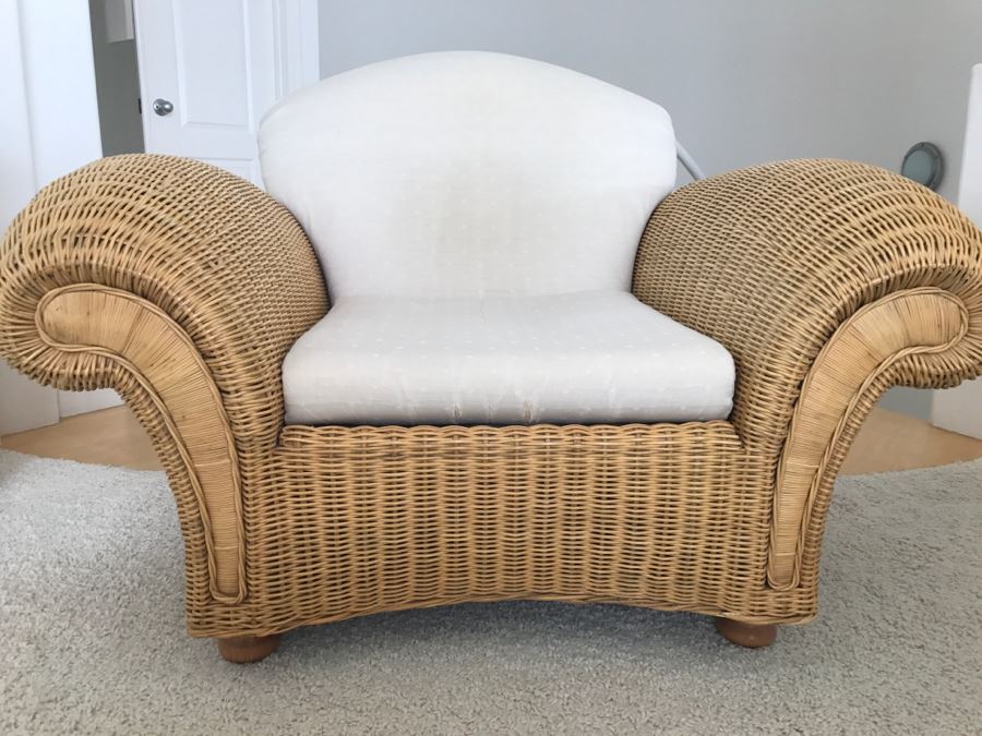 PALECEK Wicker Armchair With Ottoman Retails For Over $2,000 [Photo 7]