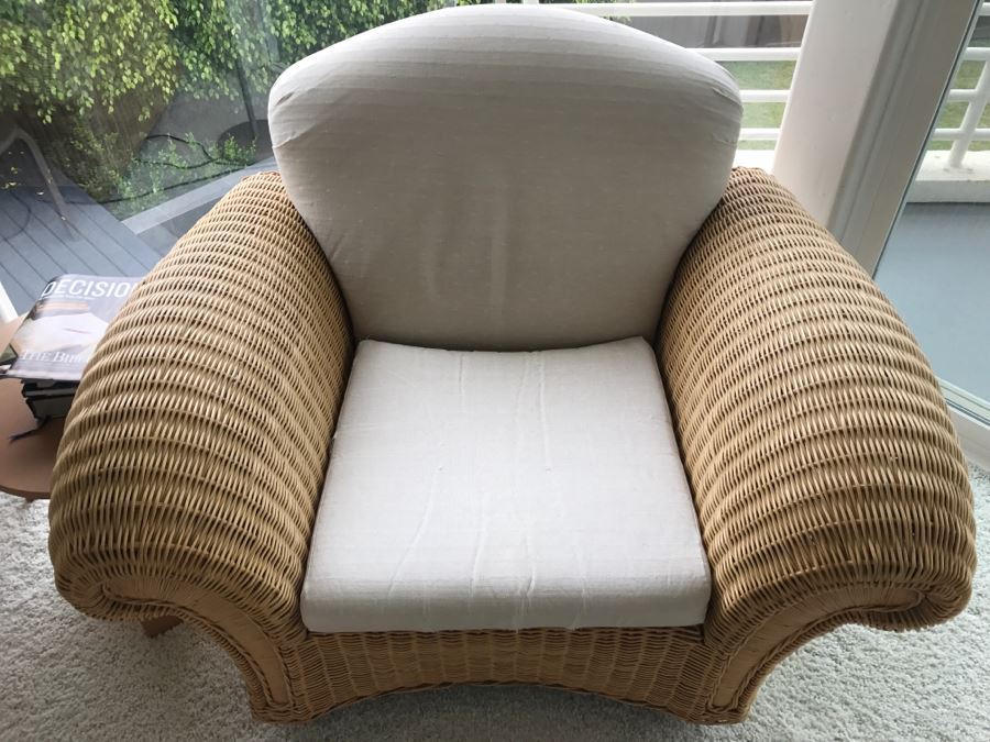 PALECEK Wicker Armchair With Ottoman Retails For Over $2,000 [Photo 5]