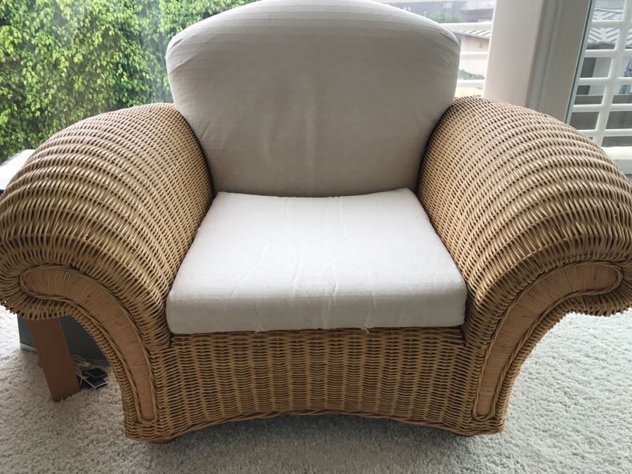 PALECEK Wicker Armchair With Ottoman Retails For Over $2,000 [Photo 6]