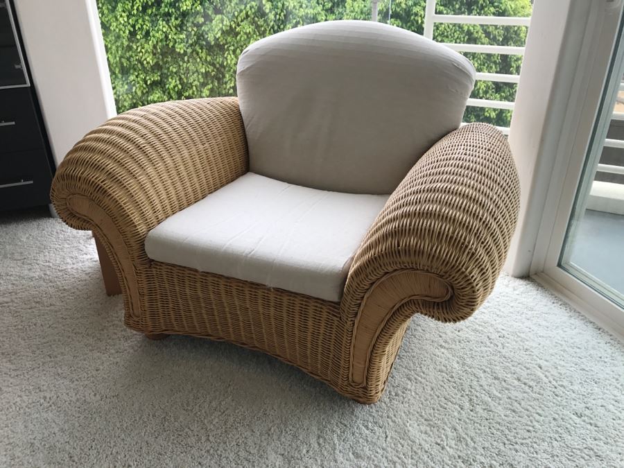 PALECEK Wicker Armchair With Ottoman Retails For Over $2,000 [Photo 4]