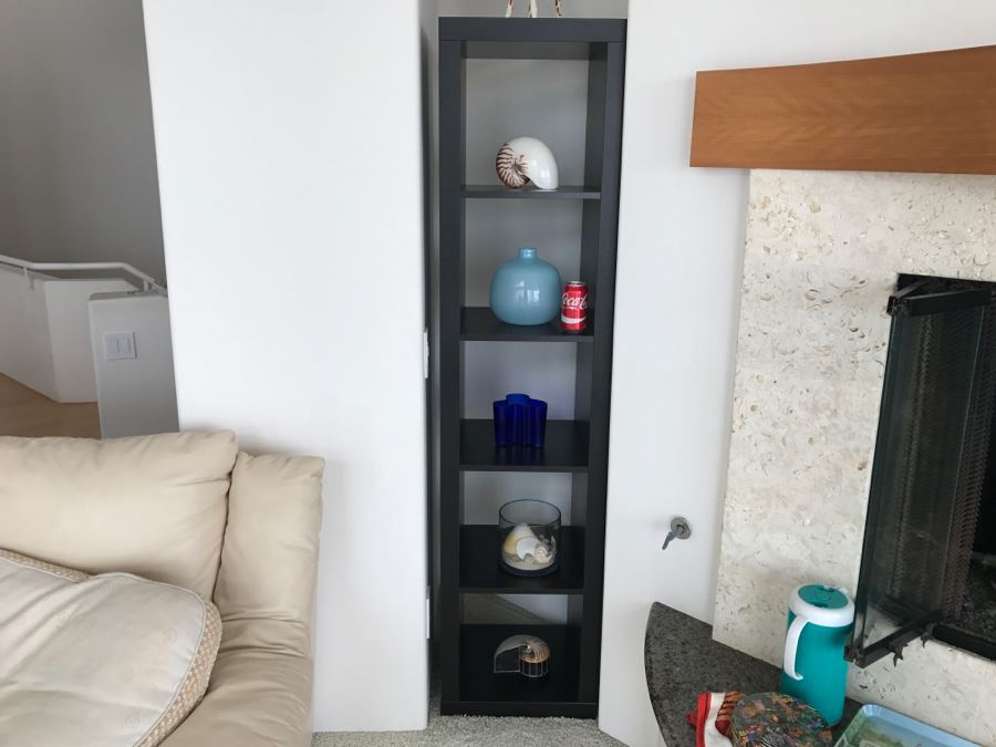 Black Tall Bookcase (Sold Without Items On Bookcase)