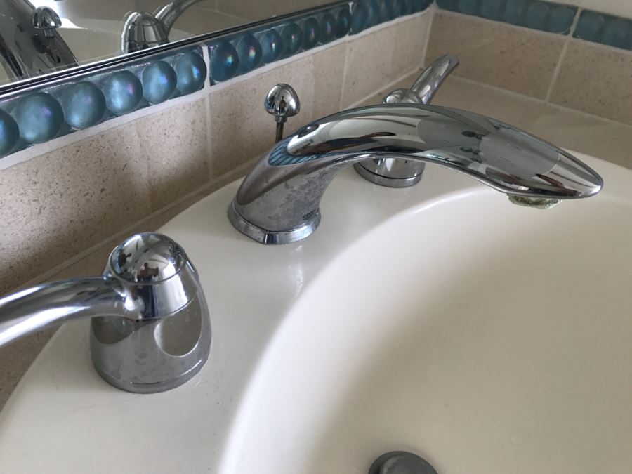 Drop-In Whirlpool Tub From Scandinavian Marble With Pump And (2) Matching Bathroom Sinks With GROHE Stainless Steel Fixtures [Photo 16]