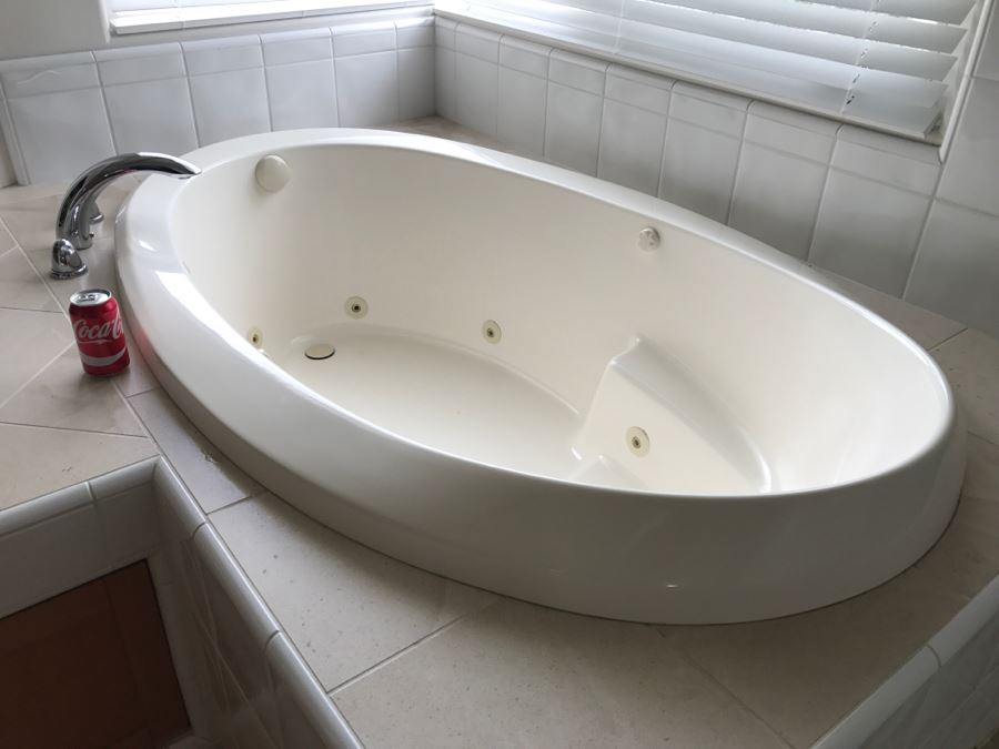 Drop-In Whirlpool Tub From Scandinavian Marble With Pump And (2) Matching Bathroom Sinks With GROHE Stainless Steel Fixtures [Photo 6]