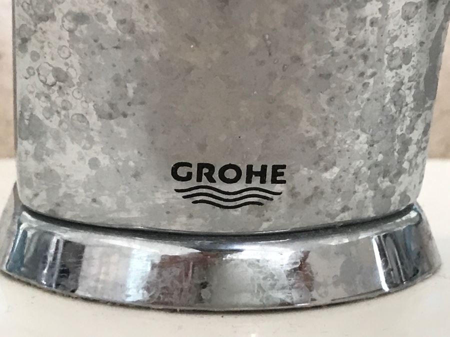 Drop-In Whirlpool Tub From Scandinavian Marble With Pump And (2) Matching Bathroom Sinks With GROHE Stainless Steel Fixtures [Photo 5]