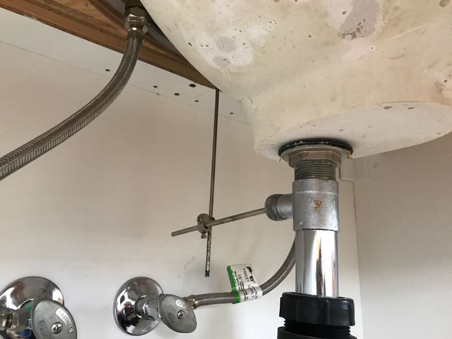 Drop-In Whirlpool Tub From Scandinavian Marble With Pump And (2) Matching Bathroom Sinks With GROHE Stainless Steel Fixtures [Photo 18]