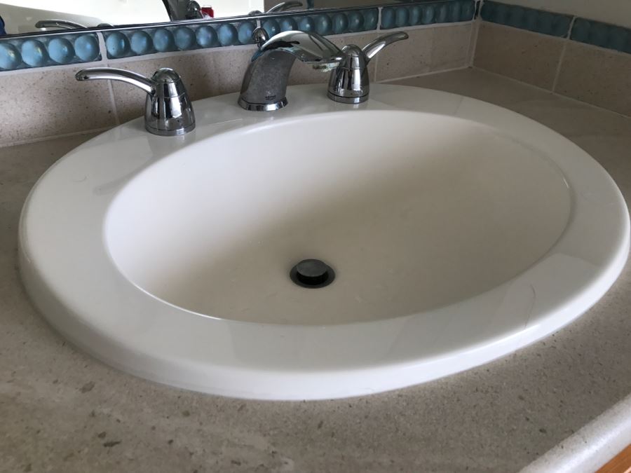 Drop-In Whirlpool Tub From Scandinavian Marble With Pump And (2) Matching Bathroom Sinks With GROHE Stainless Steel Fixtures [Photo 15]