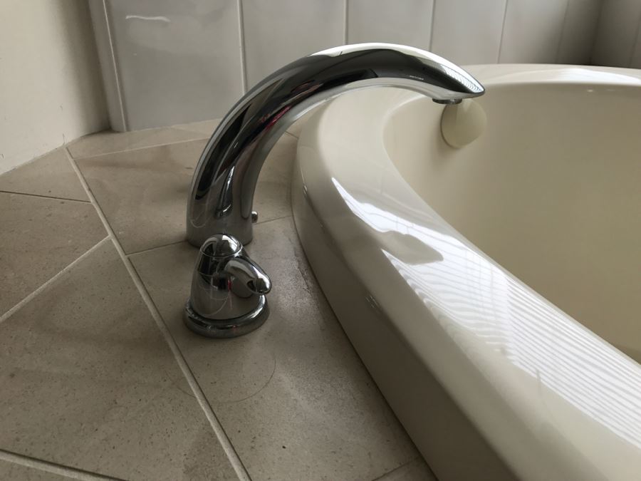 Drop-In Whirlpool Tub From Scandinavian Marble With Pump And (2) Matching Bathroom Sinks With GROHE Stainless Steel Fixtures [Photo 13]