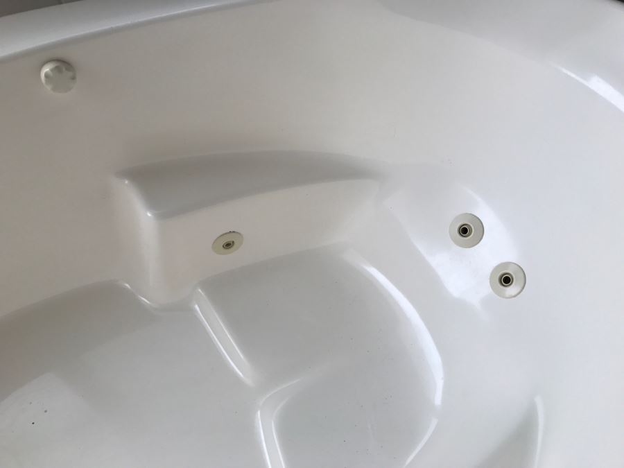 Drop-In Whirlpool Tub From Scandinavian Marble With Pump And (2) Matching Bathroom Sinks With GROHE Stainless Steel Fixtures [Photo 9]